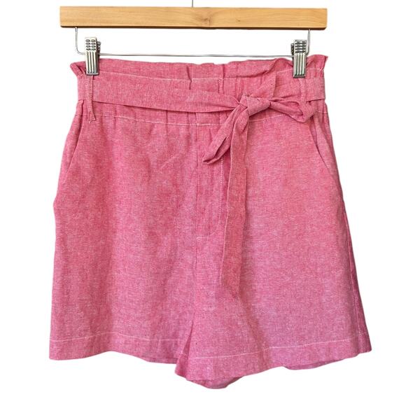 NWOT Draper James Women's Red Linen Paper Bag Shorts Size Small - Picture 2 of 5